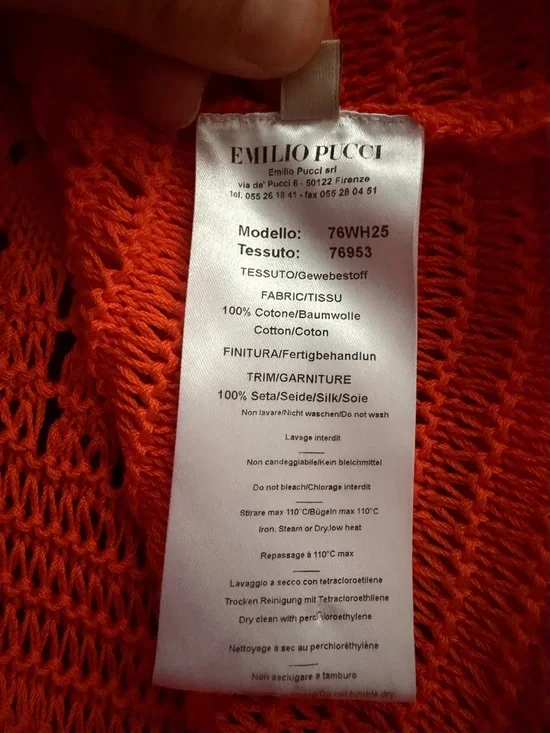 Authentic Emilio Pucci Bright Orange Sleeveless Crochet A-Line Dress - Picture 6 of 6